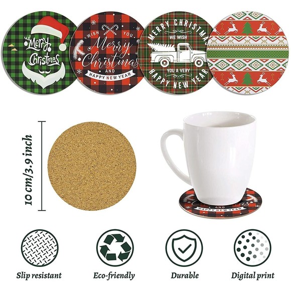 Christmas Pillow Covers 18x18 Set of 4, Ceephouge Rustic Christmas Plaid Pillow - Picture 4 of 6